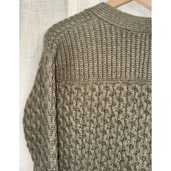 BANANA REPUBLIC Olive Cable Women's S Wool Alpaca Italian Cardigan‎ Sweater Knit - Picture 4 of 7